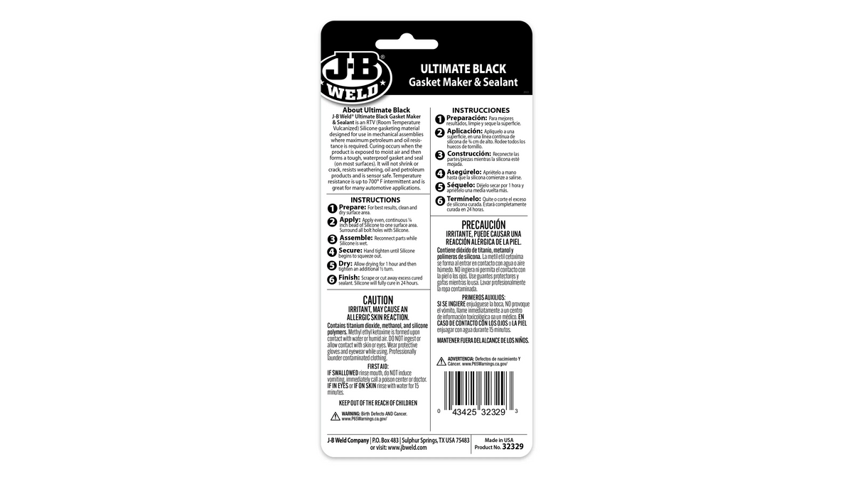 JB Weld Ultimate Black Silicone Gasket Maker and Sealant 85g