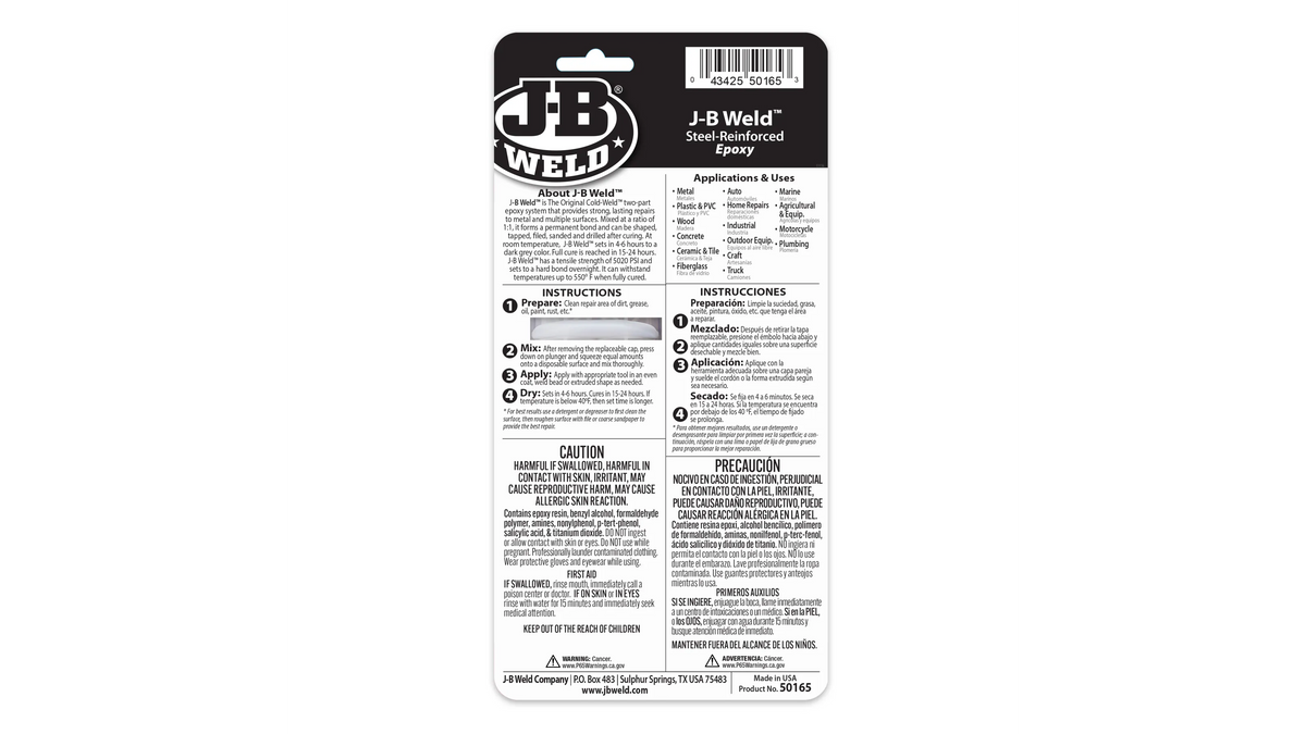 JB Weld Two-Part Syringe Steel Reinforced Epoxy 25ml
