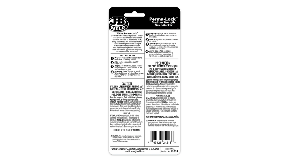 JB Weld Perma-Lock Threadlocker Medium Blue 13ml