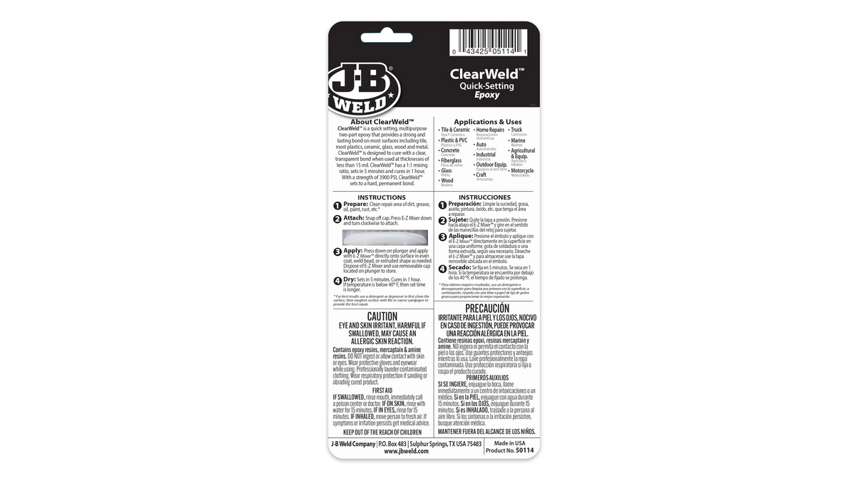 JB Weld ClearWeld 5 Minute Quick Setting Epoxy 14ml