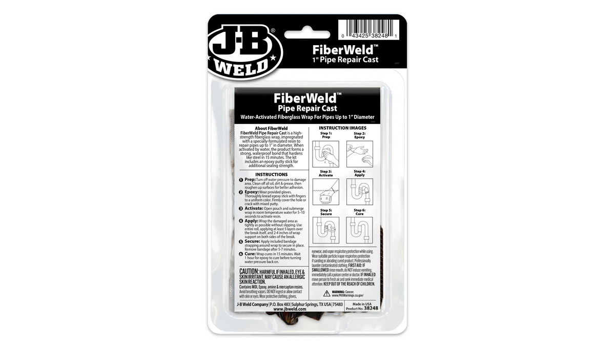 JB Weld FiberWeld 1" Pipe Repair Cast 2.5cm x 121cm Fiberglass Wrap