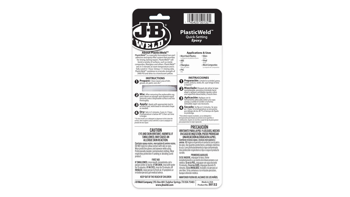 JB Weld PlasticWeld 5 Minute Quick Setting Epoxy 25ml
