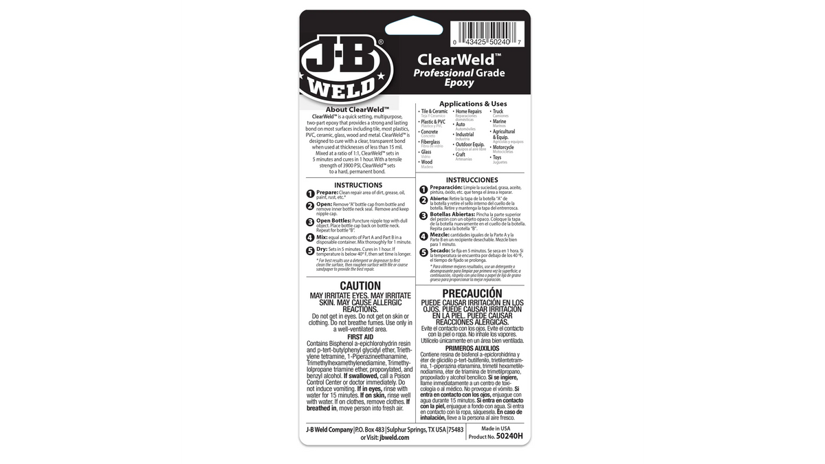 JB Weld ClearWeld Professional Grade Quick Setting Epoxy 2 x 118ml