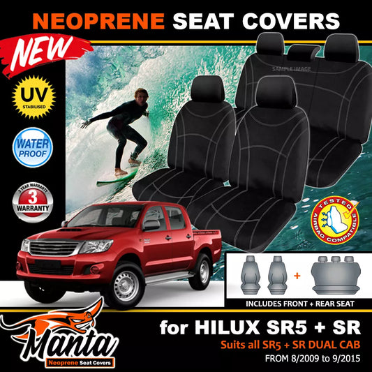 Manta Neoprene 2 Rows Seat Covers For Toyota Hilux SR5 SR 4WD 8/2009-9/2015