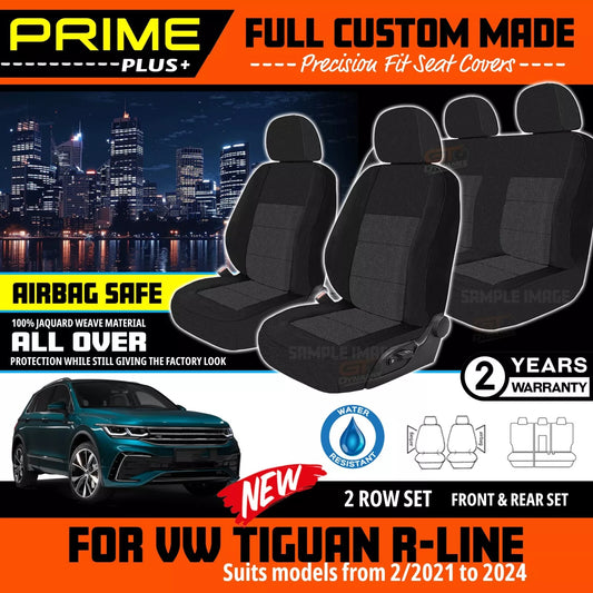 PRIME PLUS Seat Covers 2 Rows Black For VW Tiguan R-LINE Life 5N 2/2021-2024
