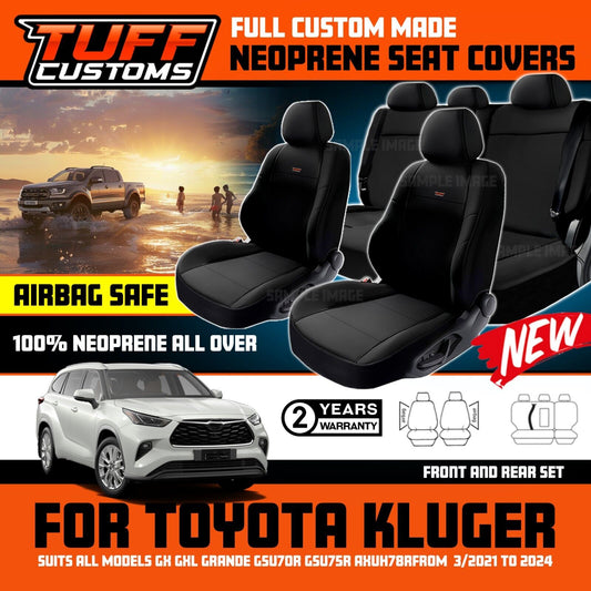 TUFF Customs Neoprene Seat Covers 2 Rows For Toyota Kluger GSU70R GSU75R GX GXL 3/2021-2024