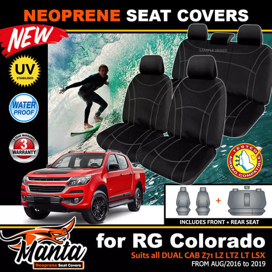Manta Neoprene 2 Rows Seat Covers For Holden RG Colorado LTZ LS LT 6/2012-2020