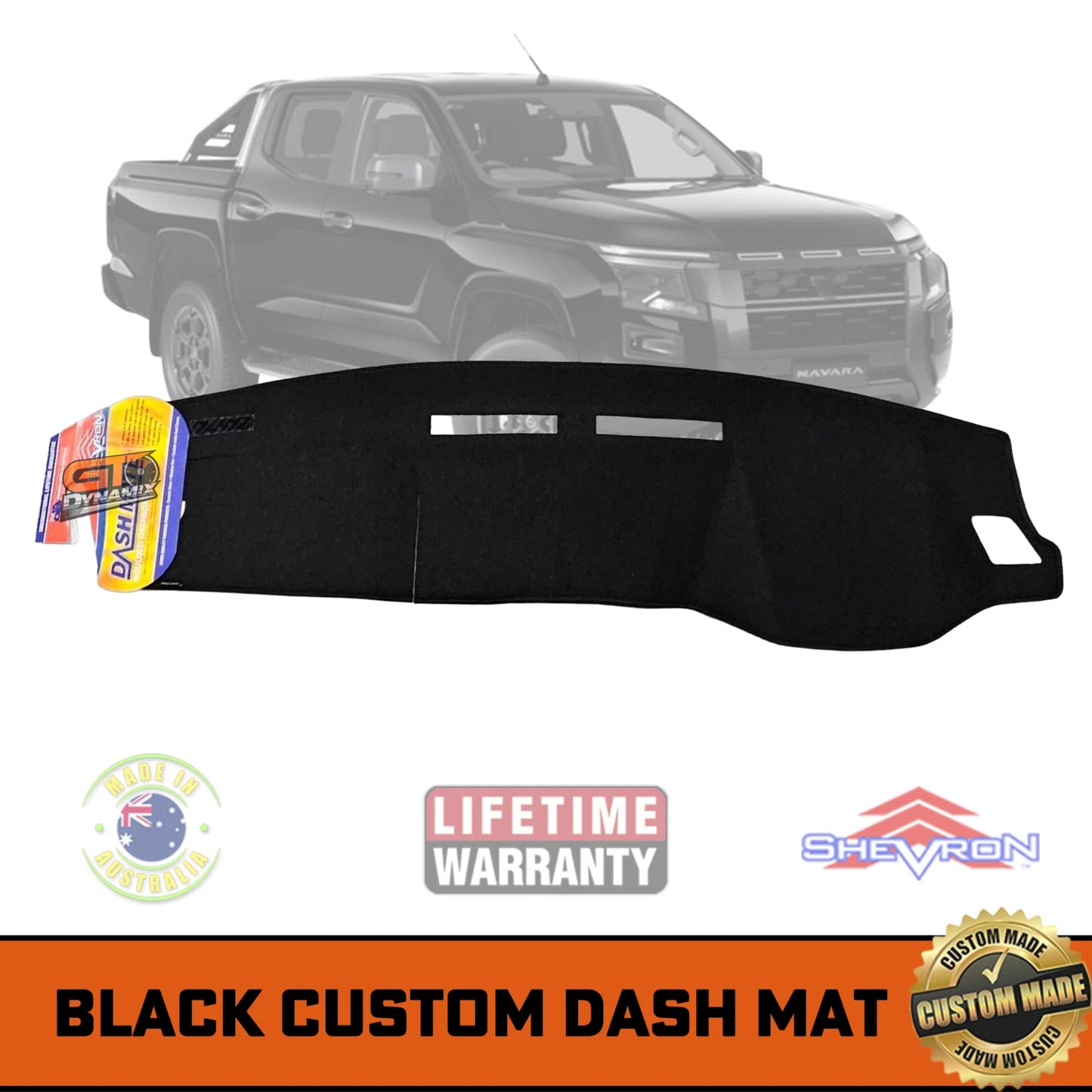 Shevron Black Dash Mat For Nissan Navara D27 SL ST ST-X PRO-4X 2026-On DM1752