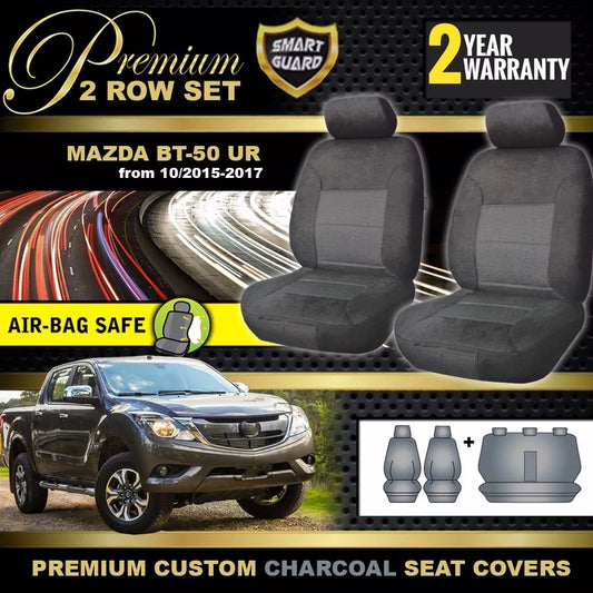 Premium Seat Covers 2 Rows Charcoal Grey For MAZDA BT-50 UR XT GT Dual Cab 10/2015-20 BT50
