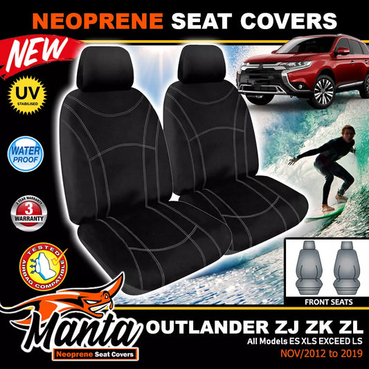 Manta Neoprene Front Seat Covers For Mitsubishi OUTLANDER ZJ ZK 11/2012-11/2017