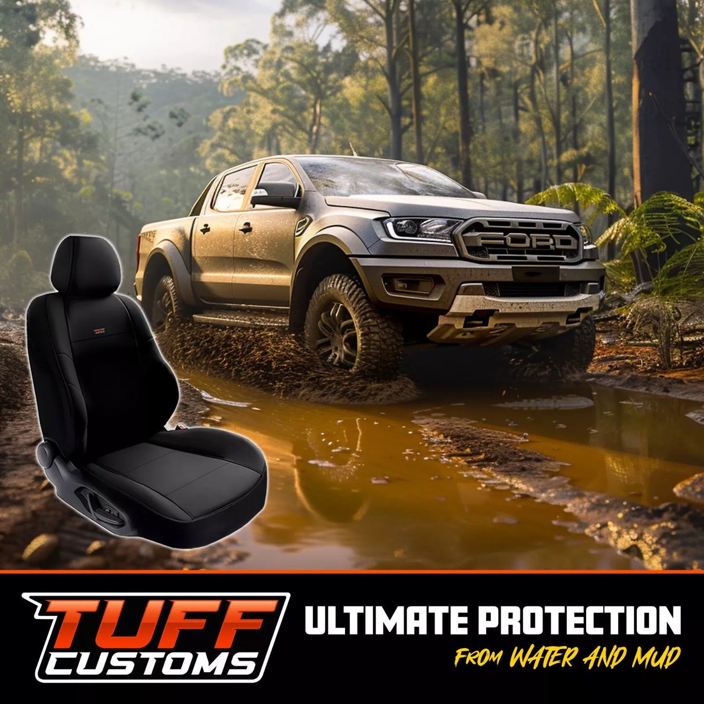 TUFF Customs S1 Neoprene Seat Covers 2 Rows For Mitsubishi Pajero Sport GLX GLS GSR EXCEED 1/2016-2024