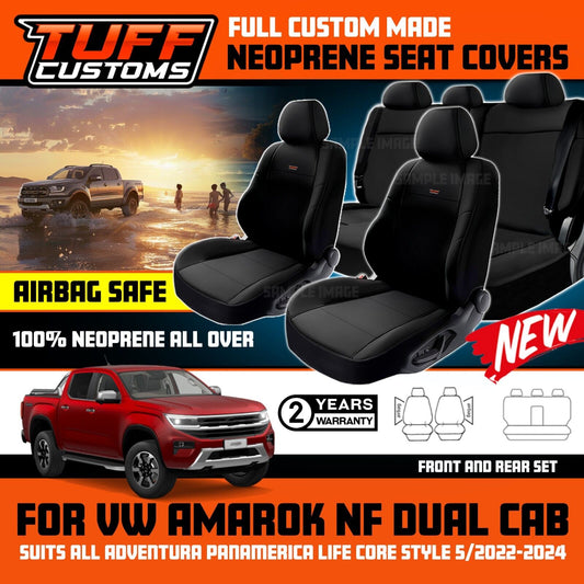 TUFF Customs Neoprene Seat Covers 2 Rows For Volkswagen Amarok NF Panamericana Style 12/2022-2024