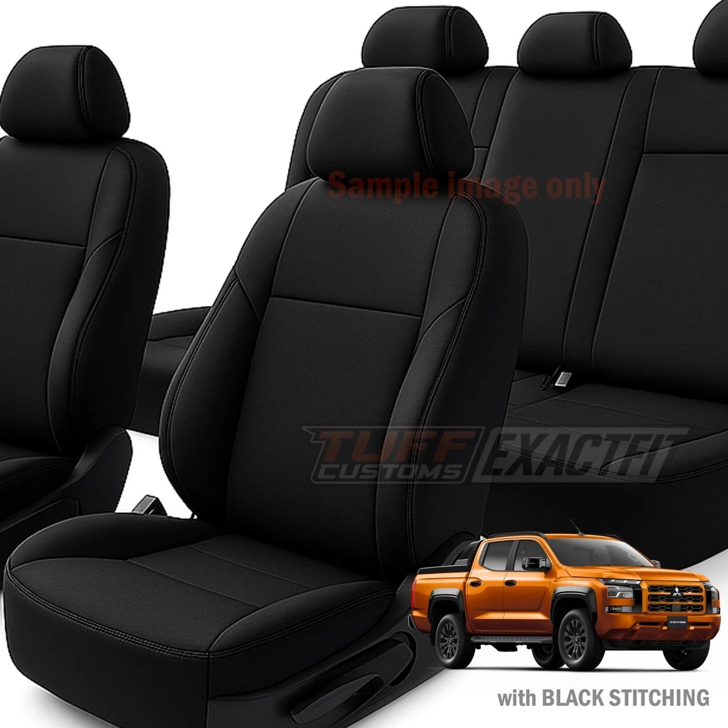 TUFF Customs EXACTFIT 2 Rows Neoprene Seat Covers Mitsubishi Triton MV GLX GLS GSR GLX-R 12/2023-2026