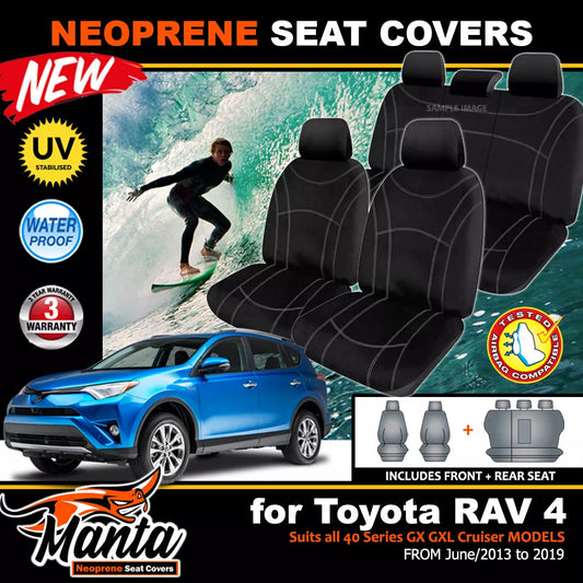 Manta Neoprene 2 Rows Seat Covers For Toyota Rav 4 40 Series GX GXL 6/2013-2019
