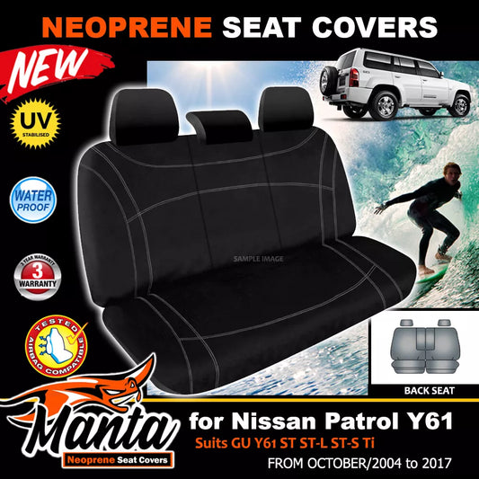 Manta Neoprene 2nd Row Seat Covers For Nissan Patrol Y61 ST ST-S Ti 10/2004-2017