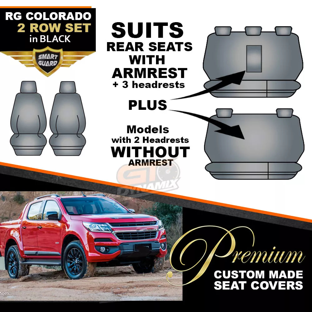 Premium Seat Covers 2 Rows Charcoal Grey For HOLDEN COLORADO RG Crew Cab LTZ LZ 7/2016-2020