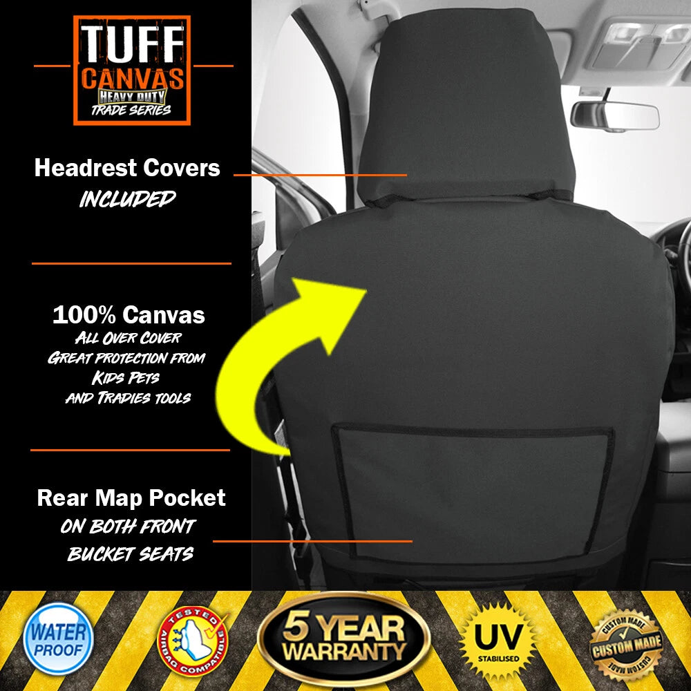 TUFF Canvas TRADE Front Seat Covers For Toyota Landcruiser 79 VDJ79R GXL 2016-2026 Charcoal