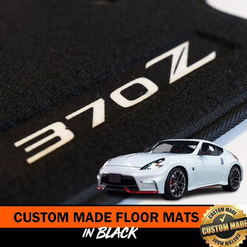 Custom Floor Mats Set of 2 FRONTs BLACK For Nissan 370Z Manual 2009-2023 Logo