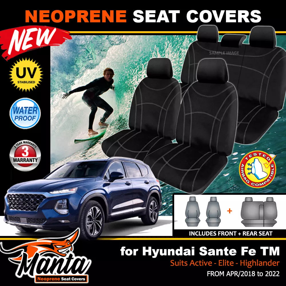 Manta Neoprene 2 Rows Seat Covers For Hyundai Santa Fe TM Highlander 4/2018-2024