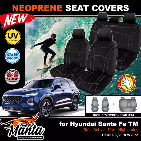 Manta Neoprene 2 Rows Seat Covers For Hyundai Santa Fe TM Highlander 4/2018-2024