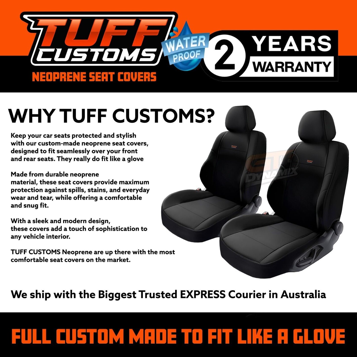 TUFF Customs Neoprene Seat Covers 2 Rows For Isuzu MU-X LS-U LS-M LS-T MUX 7/2021-24