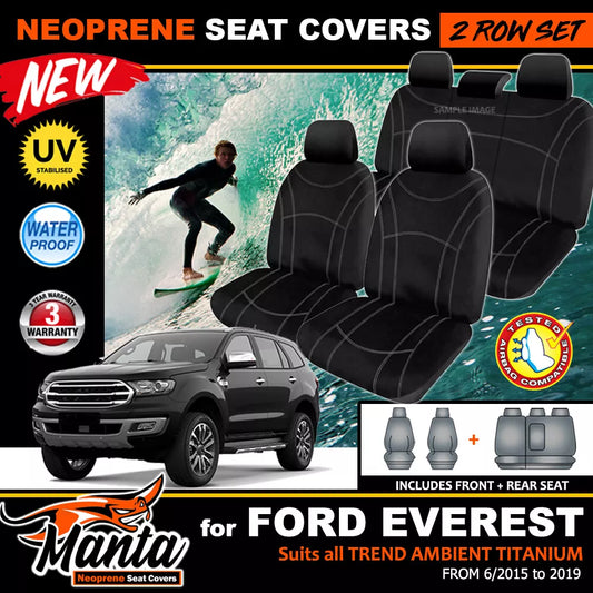 Manta Neoprene 2 Rows Seat Covers For FORD Everest Trend Titanium 2015-2022