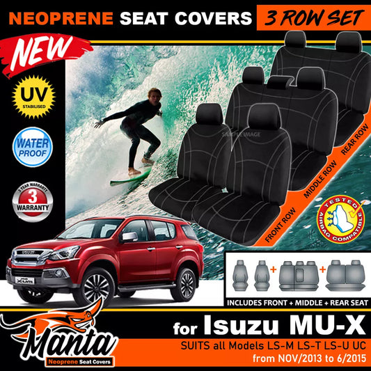 Manta Neoprene 3 Rows Seat Covers For Isuzu MU-X LSM LS-U 2013-6/2022