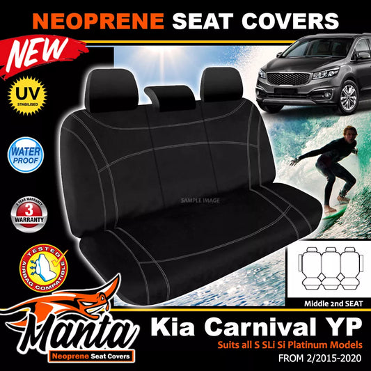 Manta Neoprene 2nd Row Seat Covers For Kia Carnival YP Si SL-i S 2/2015-9/2020