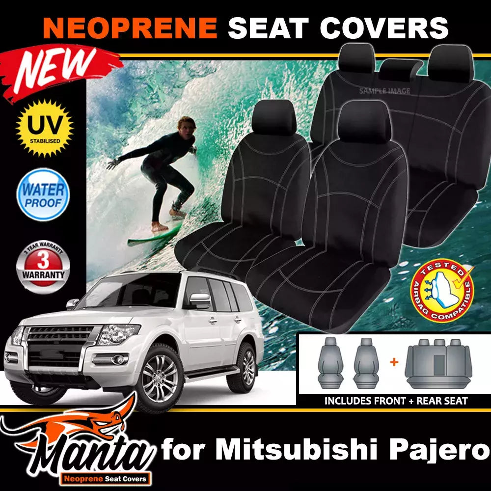 Manta Neoprene 2 Rows Seat Covers For Mitsubishi Pajero NS NT NW NX GLS GLX 2006-2021