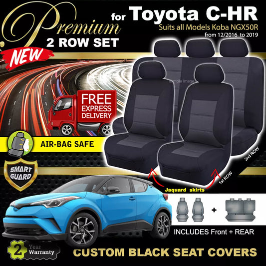 Premium Seat Covers 2 Rows Black For Toyota C-HR Coba NGX50R GXL GR 2017-9/2023