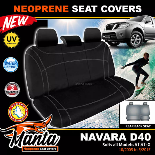 Manta Neoprene Rear Seat Covers For Navara D40 ST ST-X 10/2005-5/2015