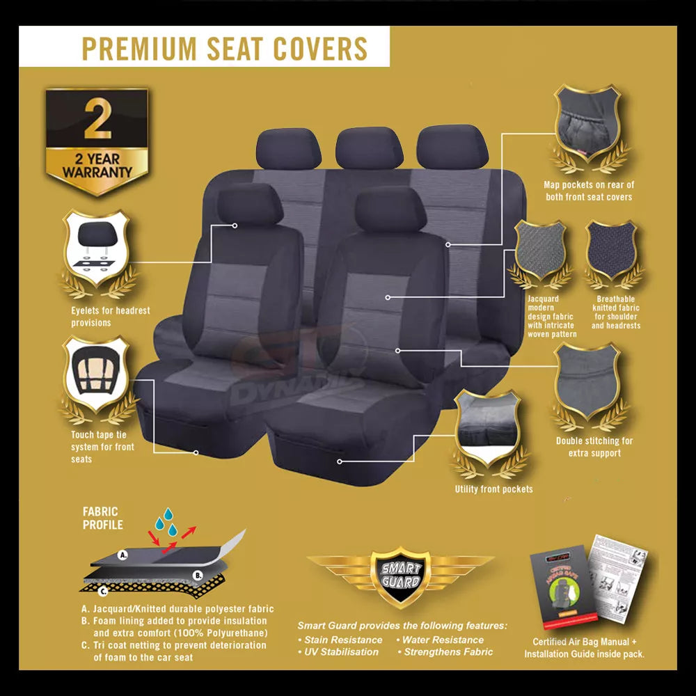 Premium Seat Covers 2 Rows Black For Mitsubishi ASX XC XD Active XLS ES 10/2016-2024