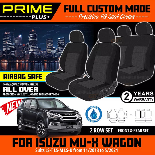 PRIME PLUS Seat Covers 2 Rows Black For Isuzu MU-X LS-T LS-M LS-U 11/2013-5/2021