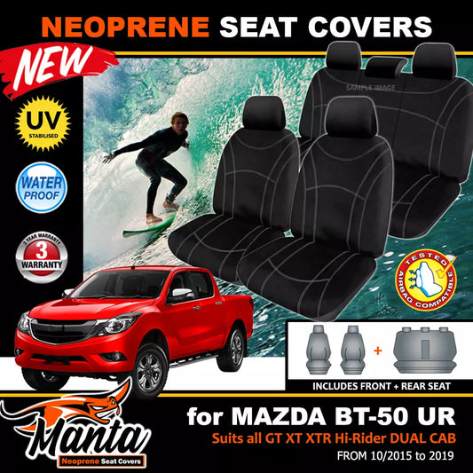 Manta Neoprene 2 Rows Seat Covers For Mazda BT-50 Dual CAB UR XTR 6/2015-2020