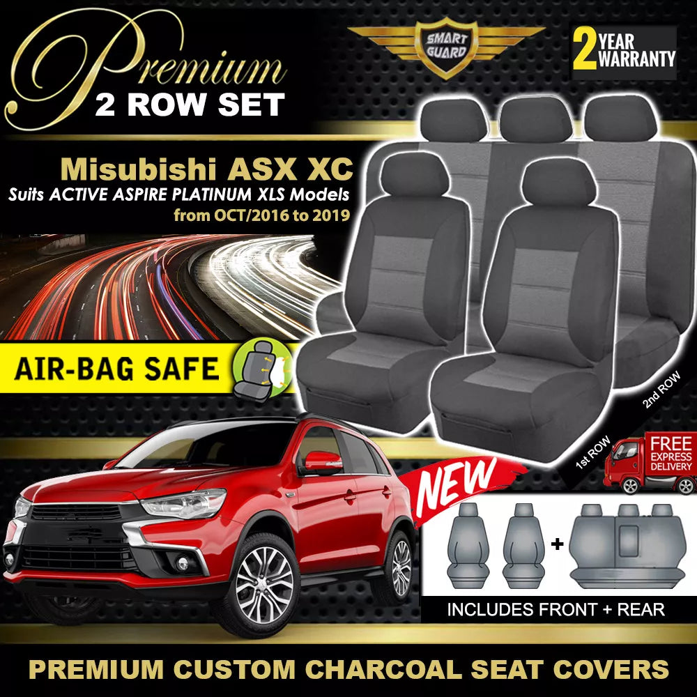 Premium Seat Covers 2 Rows Charcoal Grey For Mitsubishi ASX XC XD Active XLS ES 10/2016-2024
