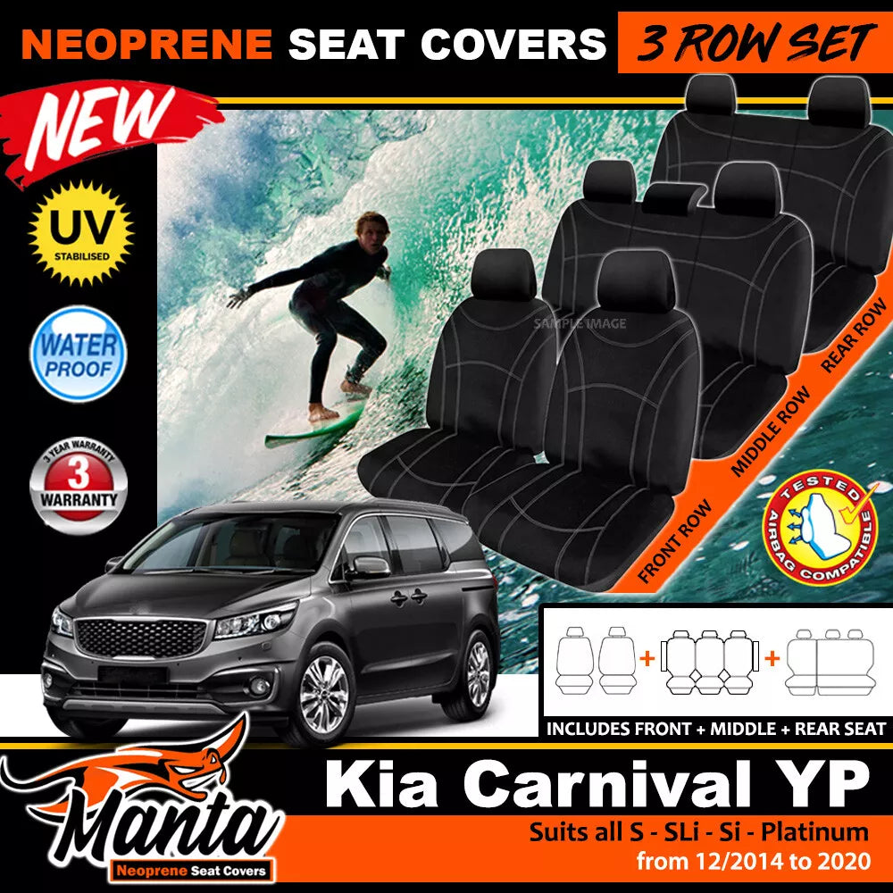 Manta Neoprene 3 Rows Seat Covers For Kia Grand Carnival YP Si SL-i S 2/2015-2020