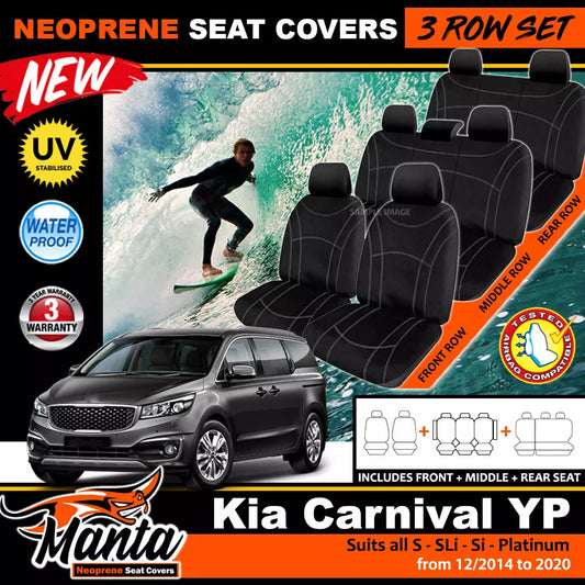 Manta Neoprene 3 Rows Seat Covers For Kia Grand Carnival YP Si SL-i S 2/2015-2020