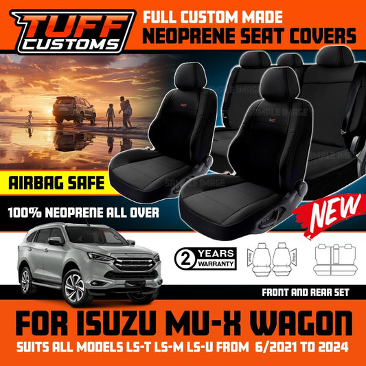 TUFF Customs Neoprene Seat Covers 2 Rows For Isuzu MU-X LS-U LS-M LS-T MUX 7/2021-24