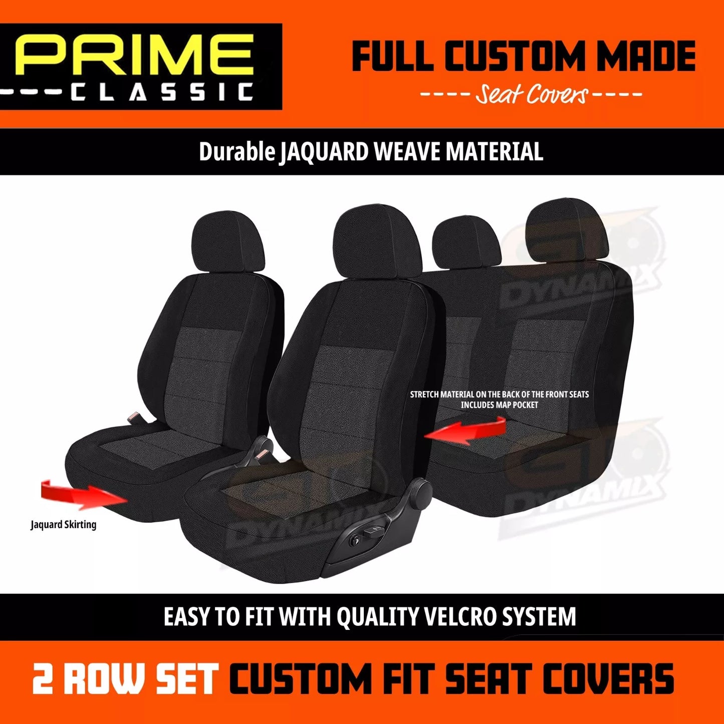 PRIME Classic Seat Covers 2 Rows Black For Mitsubishi OUTLANDER ZJ ZK ZL 11/2012-7/2021