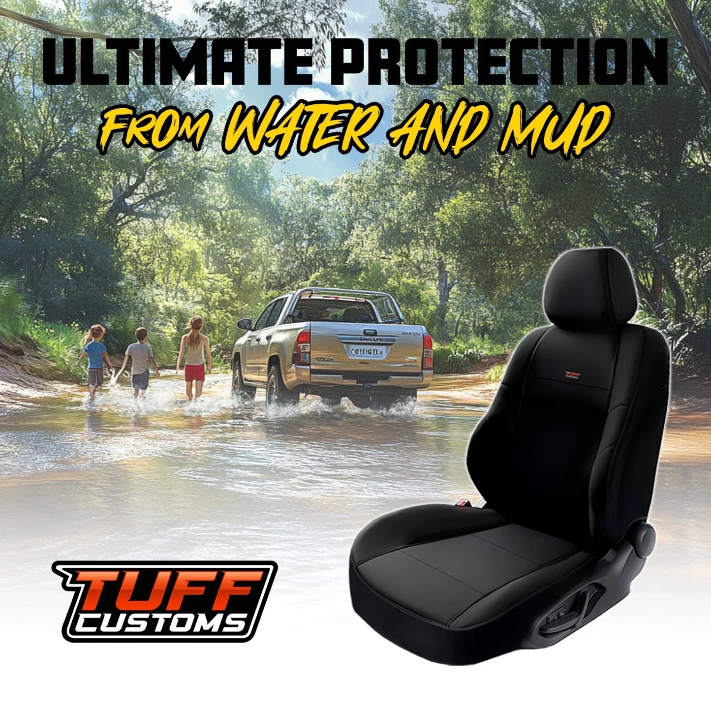 TUFF Customs EXACTFIT 2 Rows Neoprene Seat Covers Mitsubishi Triton MV GLX GLS GSR GLX-R 12/2023-2026