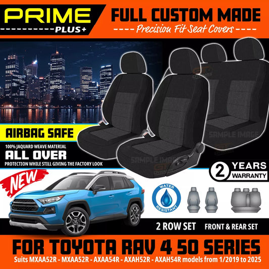 PRIME PLUS Seat Covers 2 Rows Black For Toyota RAV 4 50 SERIES GXL GX Hybrid 1/2019-2025