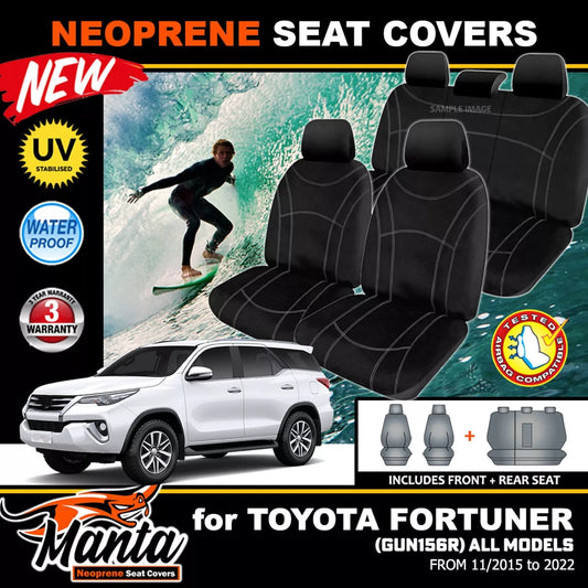 Manta Neoprene 2 Rows Seat Covers For Fortuner GX GXL Crusade 11/2015-2024