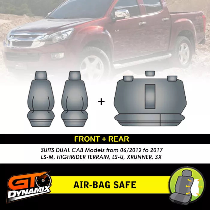 Premium Seat Covers 2 Rows Charcoal Grey For Isuzu D-MAX TF CREW CAB LS-U 6/2012-6/2020