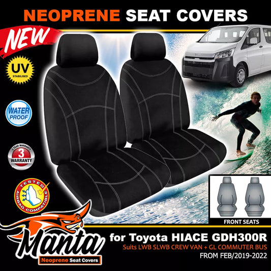 Manta Neoprene Front Seat Covers For Toyota Hiace CREW VAN SLWB LWB 2/2019-2024