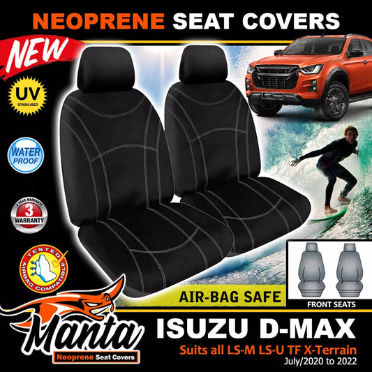 Manta Neoprene Front Seat Covers For ISUZU DMAX TF LS-M LS SX SPACE CAB 2008-2012