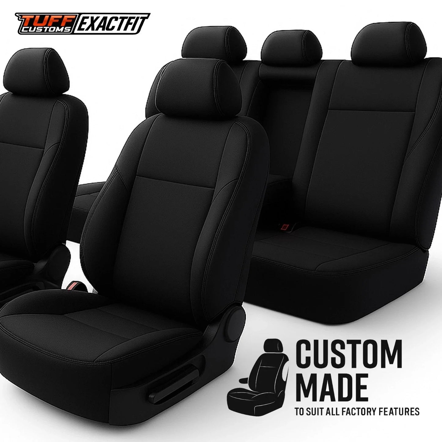 TUFF Customs EXACTFIT 2 Rows Neoprene Seat Covers Mitsubishi Triton MV GLX GLS GSR GLX-R 12/2023-2026