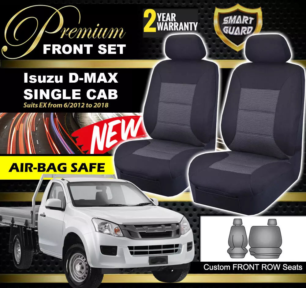 Premium Seat Covers Front Charcoal Grey For Isuzu DMAX EX 3/4 Bench 6/2012-6/2020 D-MAX