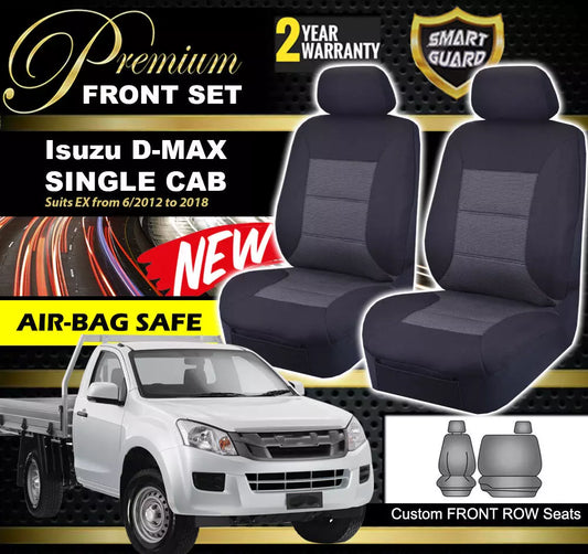 Premium Seat Covers Front Charcoal Grey For Isuzu DMAX EX 3/4 Bench 6/2012-6/2020 D-MAX