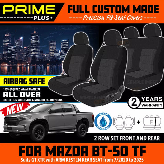 PRIME PLUS Seat Covers 2 Rows Black For Mazda BT-50 TF GT XT-R 7/2020-2025