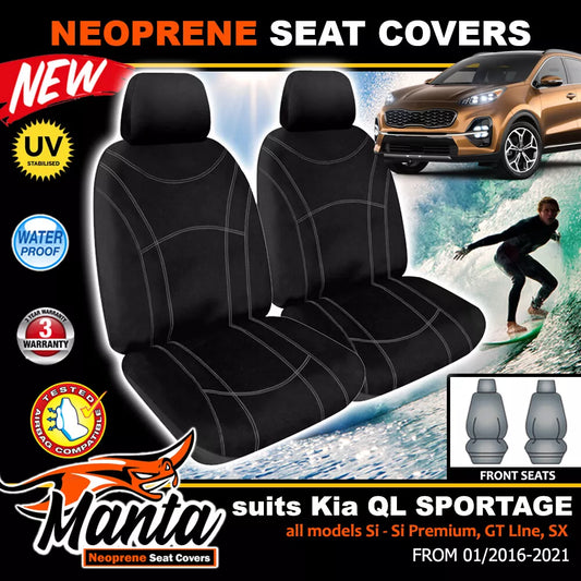 Manta Neoprene Front Seat Covers For Kia QL Sportage Si Premium GT Line 2016-2021